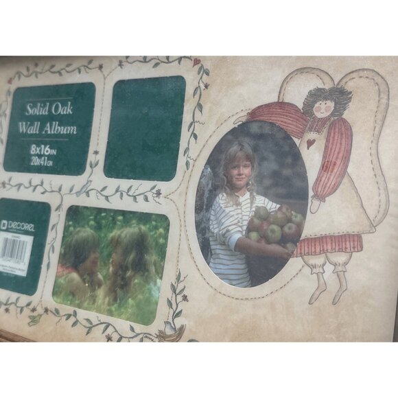 Oak Photo Frame Country Angels Decor 8x16 For 6 Pictures Vintage New Sealed - Picture 3 of 5